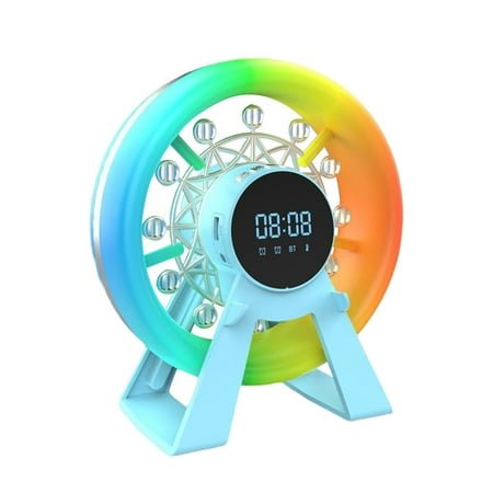Bluetooth Speaker Alarm Clock with FM Radio - Rich and Clear Sound,Dimmable Clock,Ferris Wheel Sound Clock Sound Bluetooth Speaker for Bedroom Home Desktop Decorations
