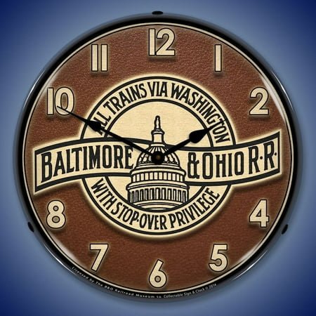 B&O Railroad 3 Wall Clock, Lighted