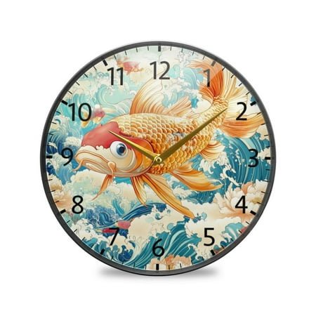 BZSMCE Wall Clock Acrylic Size：9.5*9.5in/11.9*11.9in Koi in Bloom Design Pattern Clock