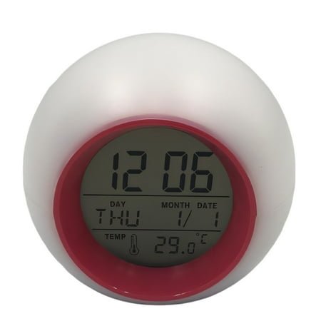 CCOCC Alarm Clock,Calming Nature Sounds Alarm Clock for Kids,Fun Seven-Color Backlight Bedside Clock with Smart Temperature Sensor