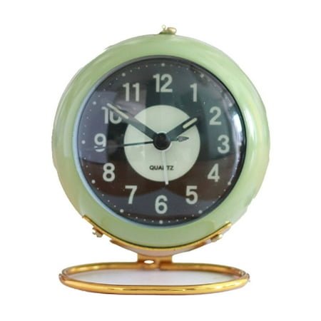 CCOCC Tabletop Clock,Curved Glass Table Clock with Nightlight,Silent Gold-Finish Desk Clock for Peaceful Sleep and Work Spaces