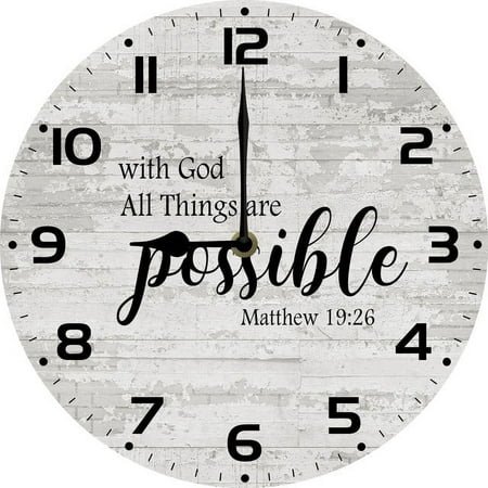 Christian Wall Clock With God All Things Are Possible Religious Family Clock Christian Gifts Religious Gifts Bible Verse Clock 10x10 Silent Non-Ticking Clock Battery Operated