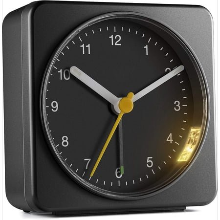 Classic Analogue Alarm Clock with Snooze and Light, Quiet Quartz Sweeping Movement, Crescendo Beep Alarm in White, Model BC03W.