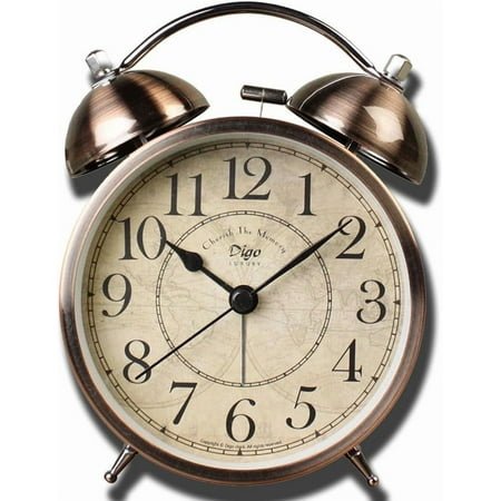 Classic Retro Desk Clock, Super Loud Alarm Clock Non Ticking Bell Movement Bedside Clock with Night Light,Battery Operated Quartz for Bedroom,Livingroom,Study Room,Kitchen etc