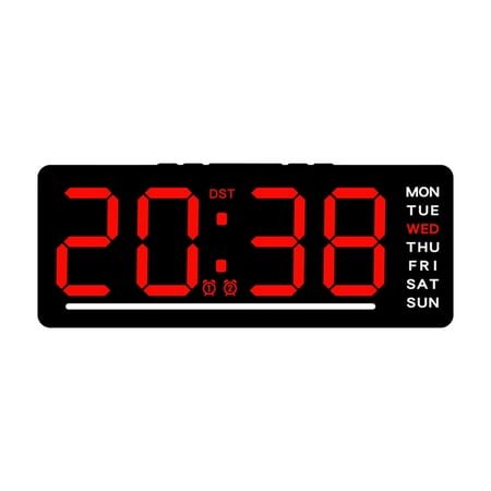 Clock for Bedroom, 6.7in Digital Alarm Clock, Auto Dimming, Room Temperature, Day of The Week, Seconds, Date, Alarm Clocks for Bedrooms, Digital Clocks for Living Room