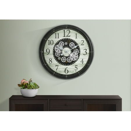 Clocks - 30 Round - Gear Mechanism - Large Oversized - Wall Clock - Brown