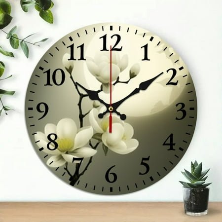 Creowell Andrew Lloyd Round Wooden Wall Clock Silent Battery Operated 10x10in