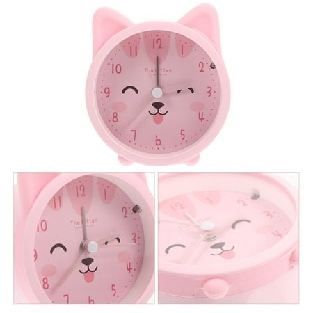 Cute Animal Cat Alarm Clock Silent Non Ticking Silicone Clock Night Light Travel Clock