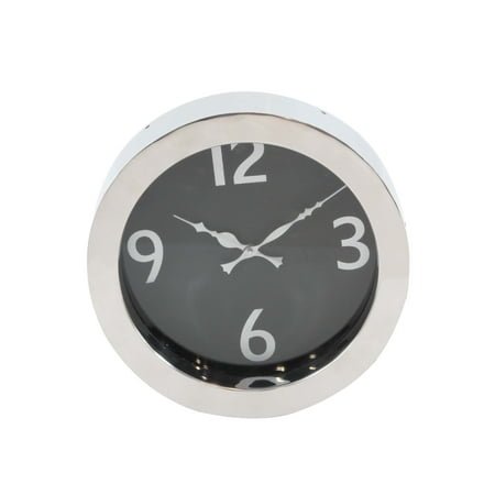 Decmode Contemporary 12 Inch Stainless Steel Round Wall Clock