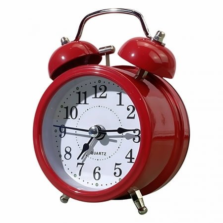 DESIGNICE Alarm Clock with Backlight,Simple Design,Silent,Analog Clock,Loud Alarm for Adults,Kids,Heavy Sleepers,Home Decoration Red