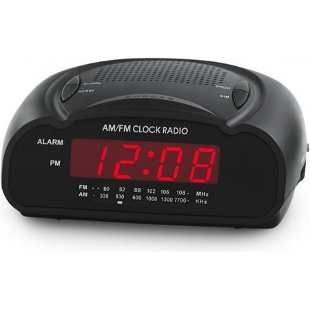Digital Alarm Clock | AM/FM Clock Radio with Red LED Display, Loud Alarm for Heavy Sleepers | Desk or Bedside Clock