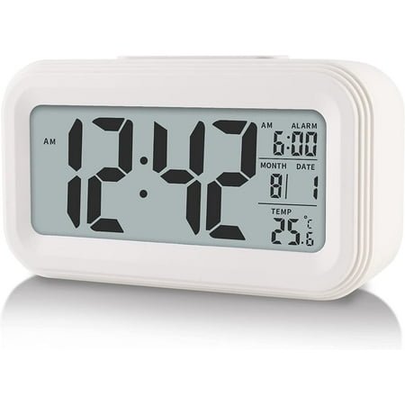 Digital Alarm Clock with Indoor Temperature, Battery Operated,Snooze Model,12/24H Display for Bedrooms Heavy Sleepers Kids Travel Bathroom Desk Smart Clock