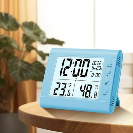 Digital Clock Battery Operated Atomic Clocks with Indoor Outdoor Temperature Large Number Display Clock with Day and Date Bedside Desk Clock for Bedroom Office Elderly