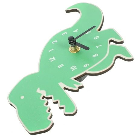 Dinosaur Shaped Wall Clock Silent Clock for Children's Room Decor 1 Set