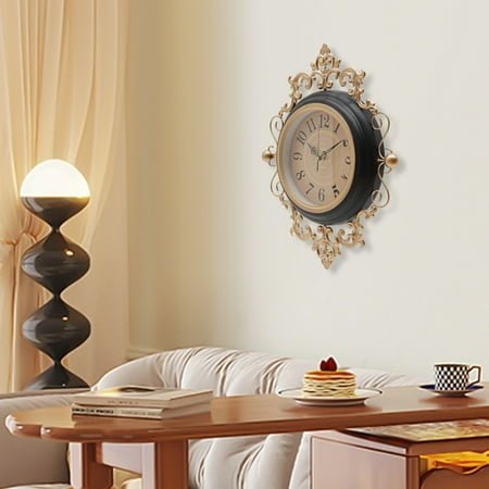 Elegant Modern Wall Clock with Silent Sweep Seconds Movement, Hand-Painted, Aluminum Hands, Large Dial, Ideal for Home and Office Décor, 40x48cm, Black