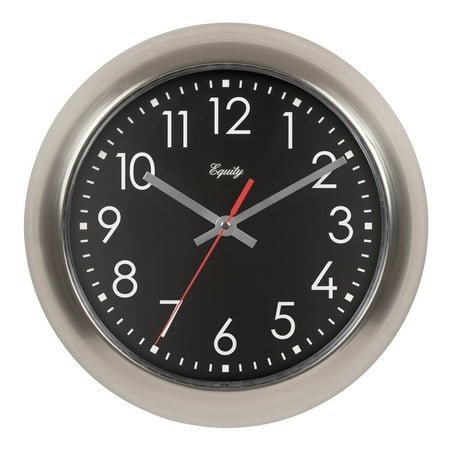 Equity 11 Inch Brushed Titanium Owen Metal Silent Quartz Wall Clock, 20802