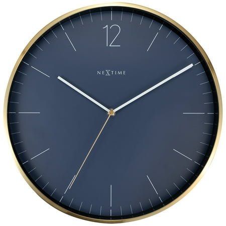 Essential Gold - Glass / Aluminum 13.4-inch Wall Clock with Silent Movement - Vintage Blue