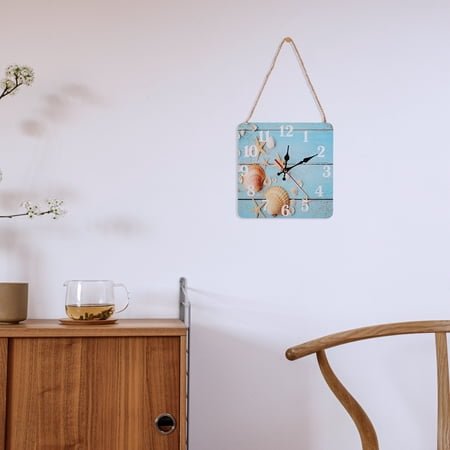 ETHZZLE 1Pc Vintage Nordic Style Hanging Wall Clock with Rope Retro Decorative Multicolor