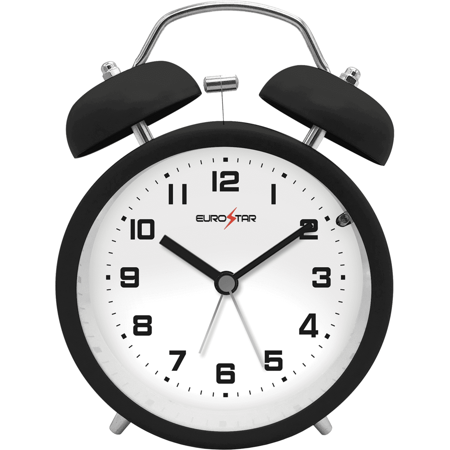 EUROSTAR C520L Twin Bell Alarm Clock with Nightlight, Black