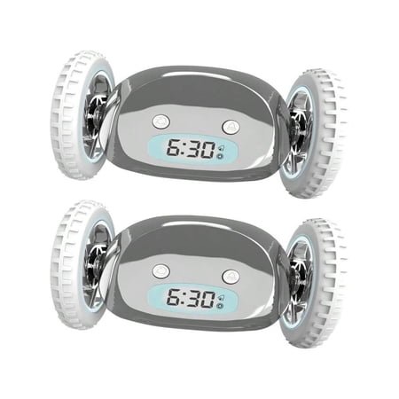 Extra Super Loud Alarm Clock For Heavy Sleepers Adults Kids Teens Bedroom, Move Jump Roll Run Away Easy To Set Smart Digital Mirror Alarm Clock On Wheels -Funny Gag Gift (Chrome)