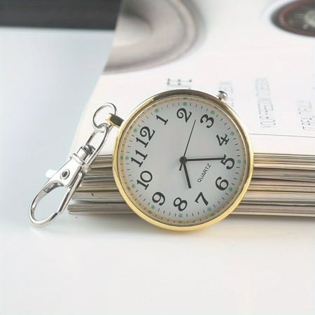 Fashionable and simple quartz pocket watch, wall clock exam, clear large numbers facing the elderly, children and students keychain watch