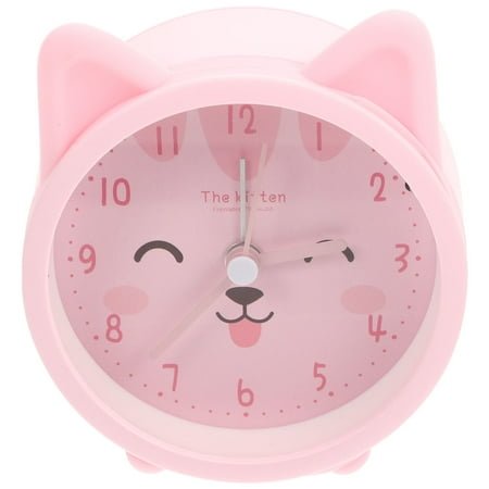 FELTECHELECTR 1Pack Pink Cartoon Animal Design Alarm Clock With Night Light For Family Living Room Convenient Table Clock