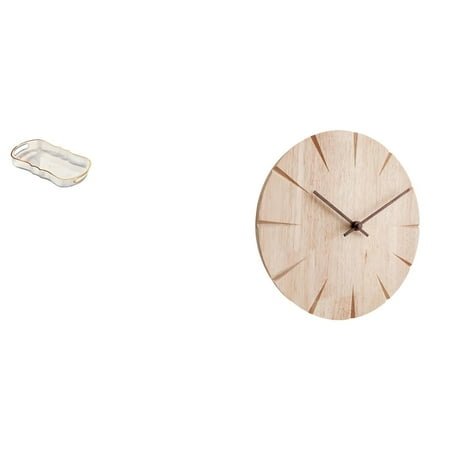 Food Tray Dessert Tray Wooden Wall Clock Simple Design for Living Room Bedroom Kitchen Use