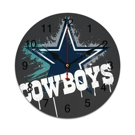 Football Cowboys Bedroom Wall Clock Large Modern Kitchen Dinning Round Living Room Watch Home Decor 10in