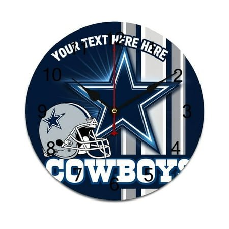 Football Cowboys Bedroom Wall Clock Large Modern Kitchen Dinning Round Living Room Watch Home Decor 10in