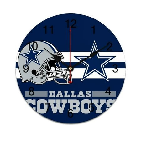 Football Cowboys Time Decorative Wall Clocks Round Large Wall Watch Bedroom Home Decor 10in