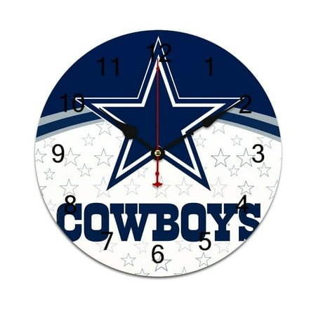 Football Cowboys Time Decorative Wall Clocks Round Large Wall Watch Bedroom Home Decor 10in