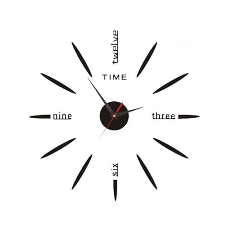 Frameless DIY Wall Clock with Acrylic Mirror Finish, Sticker Digital Clock Kit for Home Decor, No Drill Needed,Black