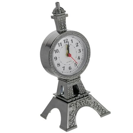 FUEENIRVA Retro Grey Eiffel Tower Shape Alarm Clock Stylish Tabletop Clock for Bedroom