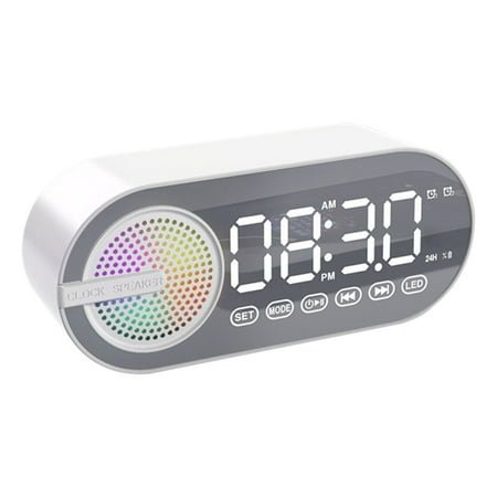 Fufafayo under $5 Bluetooth Alarm Clock, Small Bluetooth Speaker with Clock, Alarm Clock Intelligent Voice Sound with Super Bass, Mini Plug Card Portable Outdoor Speaker, LED Display for Bedside Desk