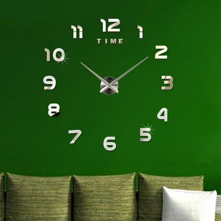 GETAJGHSD Wall Clocks for Home Decor Unique Clocks Wall Acrylic Time Reminder Silver 1Pcs