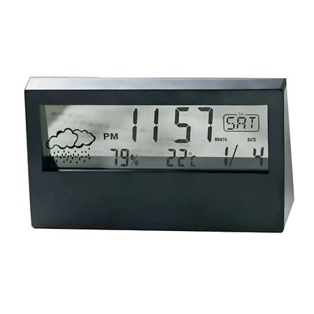 GJX Alarm Clocks for Bedrooms with Battery Backup,Auto Set Digital Clock with Date and Day of Week,Indoor Temperature Humidity,Moon Phase,Dimmer,Auto DST,USB Port