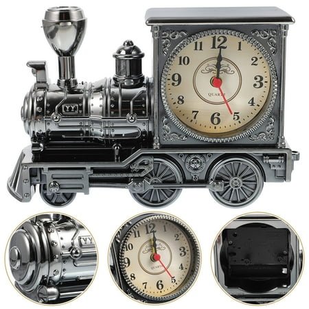 GOOHOCHY Kids Train-Themed Bedroom Decor Locomotive Alarm Clock in Antique Style for Wake Up and Travel