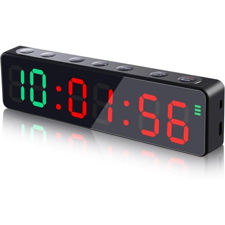 Gym Timer Workout Interval Timer with Countdown/UP/Stopwatch Adjustable Brightness Gym Clocks for Home Gym/Garage/Boxing/Fitness
