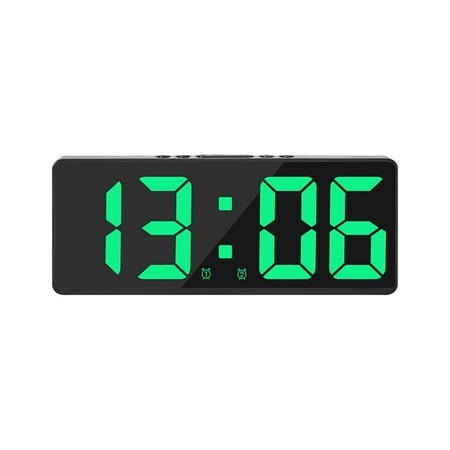 HBBKVI Digital Clock, 5-Level Brightness Voice Controlled Alarm Clock for Adults Kids, Dual Alarm Snooze Digital Clock, Green