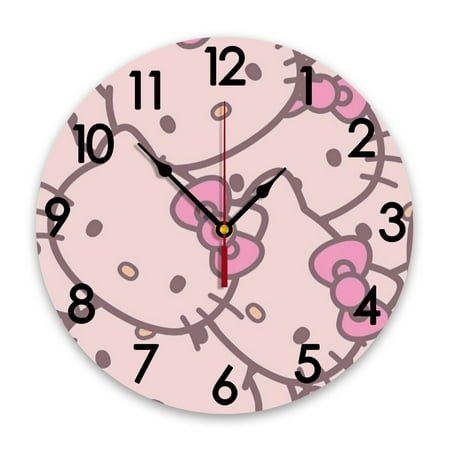Hello kitty Wall Clock Silent Non-Ticking 12 Premium Quartz Round Easy-to-Read Home/Office/Kitchen/Classroom/School Clock Scanning Movement