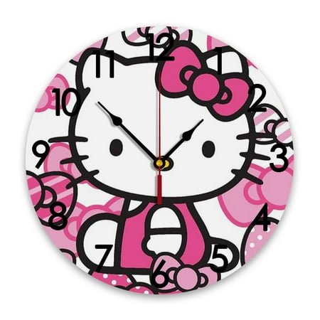 Hello Kitty Wall Clock Silent Non-Ticking 12 Premium Quartz Round Easy-to-Read Home/Office/Kitchen/Classroom/School Clock Scanning Movement