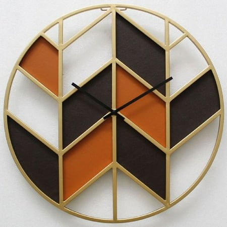 Hermle 31016 Oliver Wrought Iron Wall Clock with Orange & Brown Aged, Gold Tone
