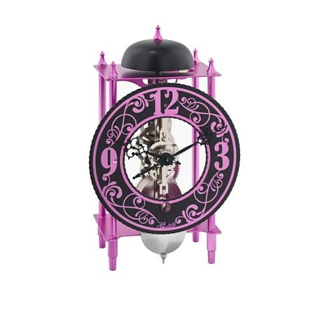 Hermle Wrought Iron Skeleton Table Clock - 9.5 - Fuchsia and Black