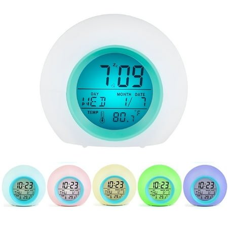 HIBIBUD 7 Gradient Color Clock Radio,Alarm Clock Sleep Sound Machine,Wake up lamp for Adults,Children and Heavy Sleepers