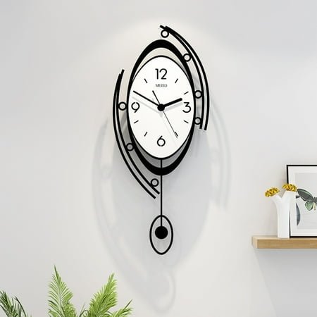 Home Decor Nordic Acrylic Wall Clock Pendulum Hanging Silent Round Wall Clock