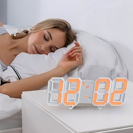 Honeeladyy 9Inches Multicolor LED Digital Wall Clock Alarm Clocks with Glowing Night Mode, Adjastable 3D LED Light Decorate Clocks with Brightness/Time/Temperature Display for Kitchen Bedroom Office