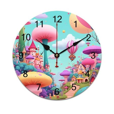 Hot Air Balloon Rainbow Time Decorative Wall Clocks Round Large Wall Watch Bedroom Home Decor 10 12 14 Inch