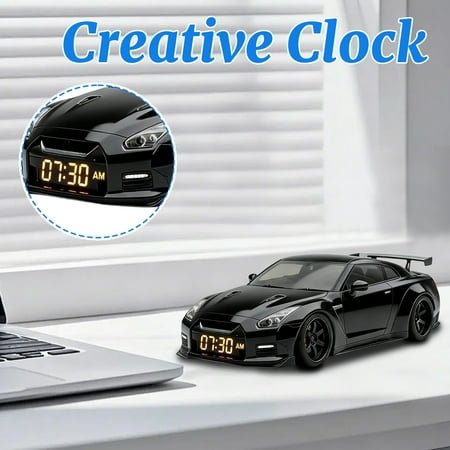 Hypercar Alarm Clock, Realistic Engine & Light Effects, Sports Car Ornament, Sports Car Alarm Clock with Crystal Clear LED Display Screen, The Gift for Cars Enthusiasts(white)