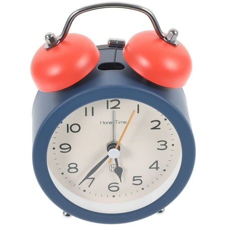 IBASETOY 1Set Dark Blue Metal Glass Alarm Clock With Time Display For Home Decor