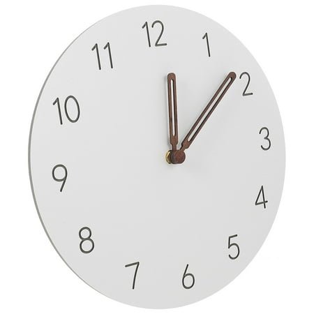 IBASETOY Wall Clock Small Round White Wood Timekeeping for Friends Home Decor 1Pcs